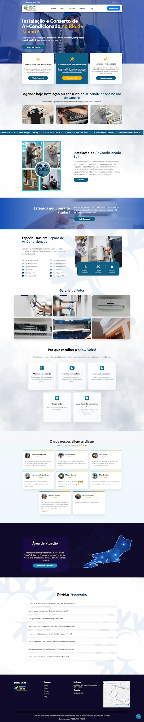 Criação de site para empresa de refrigeração e manutenção de ar-condicionado - Snow Volts