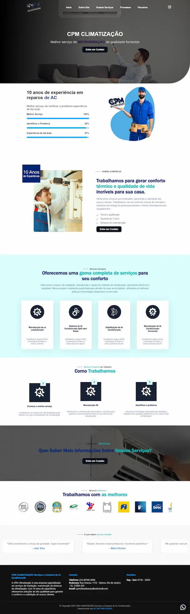 Criação de site institucional para empresa de climatização e refrigeração - CPM