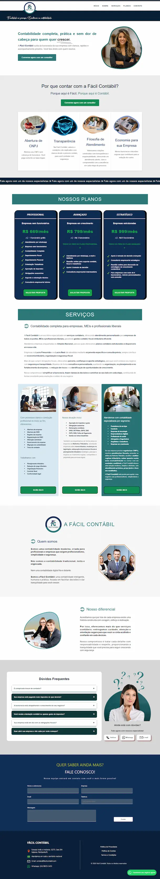 Desenvolvimento de site para escritório de contabilidade - Fácil Contábil